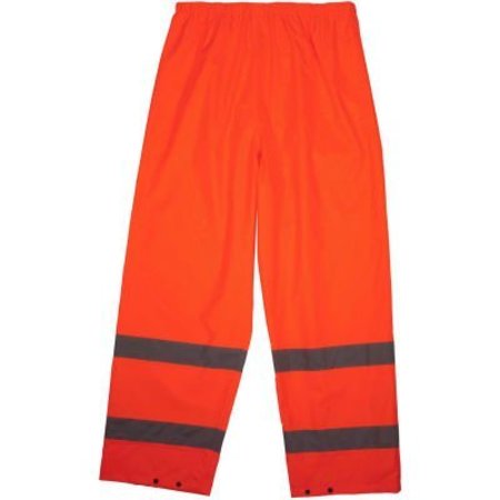 ERGODYNE 8916 Glowear Class E Lightweight Hi-Vis Rain Pants, Orange, S 25442